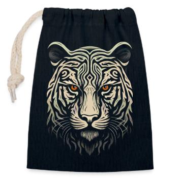 White Tiger Head - Closable cotton gift bag (14x20cm) - navy - Front