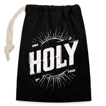 OMG HOLY - Closable cotton gift bag (14x20cm) - black - Front