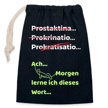 Procrastination Joke Funny Saying Hammock - Closable cotton gift bag (14x20cm) - navy - Front