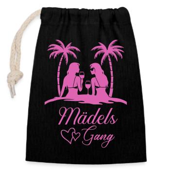 filles gang plage illustration - Sac cadeau en coton avec cordon (14 x 20 cm) - noir - Devant