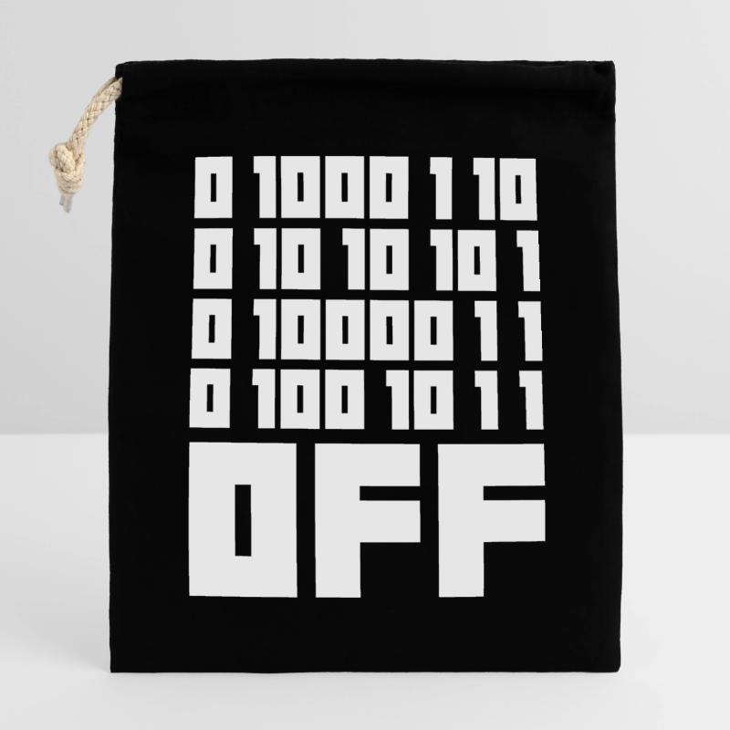 Binary Code F**k OFF – Humour Nerd & Geek Code Sac cadeau en coton avec cordon (14 x 20 cm)