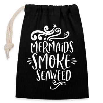 Mermaids smoke Seaweed - Verschließbarer Geschenkbeutel aus Baumwolle (14x20cm) - Schwarz - Vorne