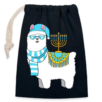 Chanukkah Hanukkah Hanukah - Closable cotton gift bag (14x20cm) - navy - Front