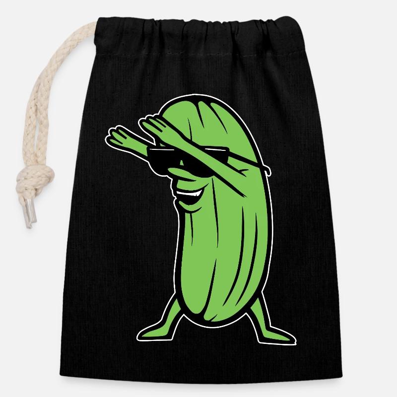 Dabbing Cucumber Dabbing Dab Dance Hip-Hop Dance Pose - Closable cotton gift bag (14x20cm) - black