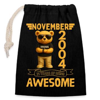 November 2004, 21 Years of Being Awesome - Sac cadeau en coton avec cordon (14 x 20 cm) - noir - Devant