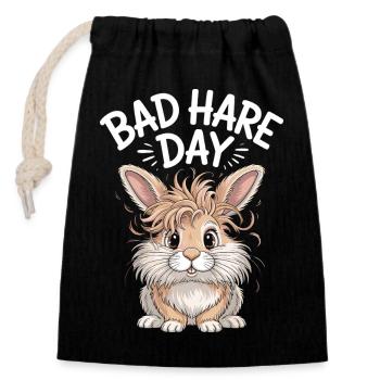 Animal Humour Lapin Tête Lion - Sac cadeau en coton avec cordon (14 x 20 cm) - noir - Devant
