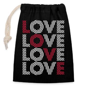 Love 4x – Love, Romance & Typography Design - Closable cotton gift bag (14x20cm) - black - Front