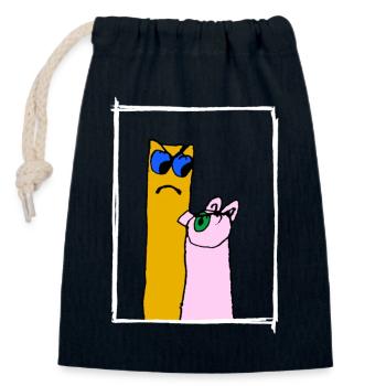 Cochon vs Frise française - Sac cadeau en coton avec cordon (14 x 20 cm) - bleu marine - Devant