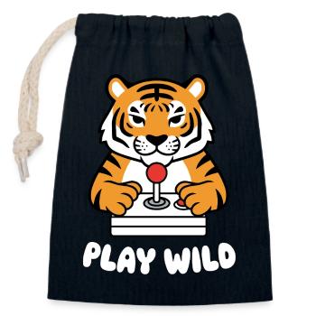 Tiger Arcade Jouer à la mode - Sac cadeau en coton avec cordon (14 x 20 cm) - bleu marine - Devant