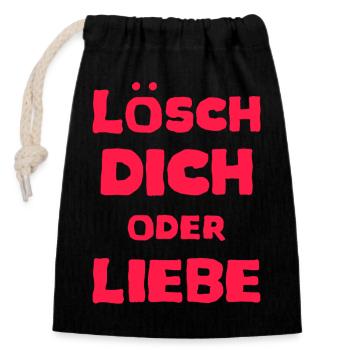 Funny Sayings Design Love Delete You - Closable cotton gift bag (14x20cm) - black - Front