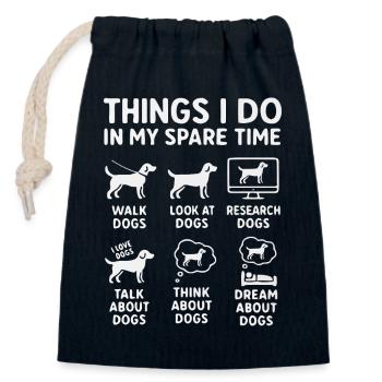 Funny Dog Saying Leisure Time - Closable cotton gift bag (14x20cm) - navy - Front