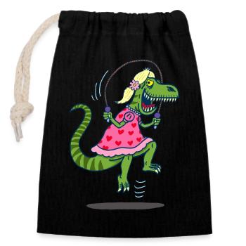 Ruse de chasse du tyrannosaure - Sac cadeau en coton avec cordon (14 x 20 cm) - noir - Devant