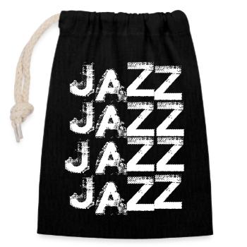 Typographie empilée jazz - Sac cadeau en coton avec cordon (14 x 20 cm) - noir - Devant