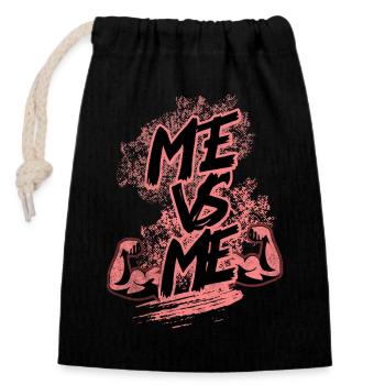 Me VS Me - Closable cotton gift bag (14x20cm) - black - Front