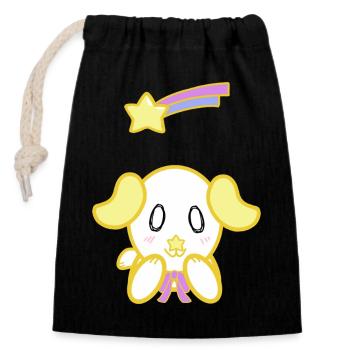 KawaiiDOGGOS - Twinkle "Shooting Star" print - Closable cotton gift bag (14x20cm) - black - Front