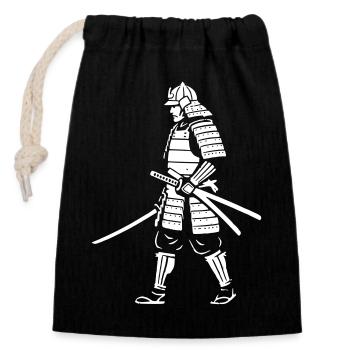 Samurai Krieger Gehend Rüstung Vektor - Verschließbarer Geschenkbeutel aus Baumwolle (14x20cm) - Schwarz - Vorne