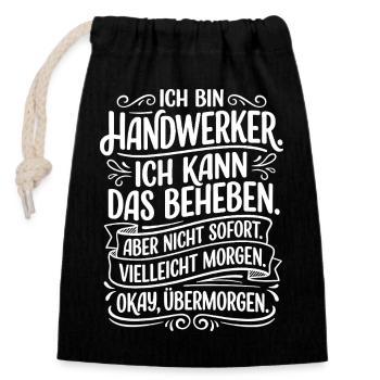 Artisan Saying in Chalkboard Style - Closable cotton gift bag (14x20cm) - black - Front