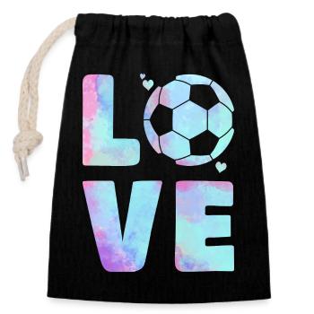 Love Football T-Shirt – Sport & Heart Design - Closable cotton gift bag (14x20cm) - black - Front