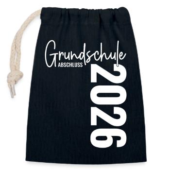 Abschluss 2026 Grundschule - Verschließbarer Geschenkbeutel aus Baumwolle (14x20cm) - Navy - Vorne