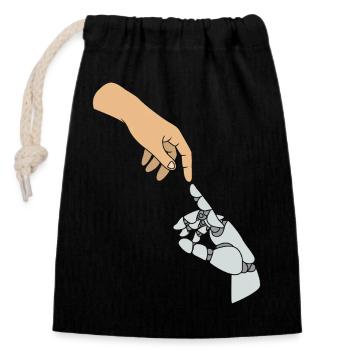 GPT Artificial Intelligence - Closable cotton gift bag (14x20cm) - black - Front