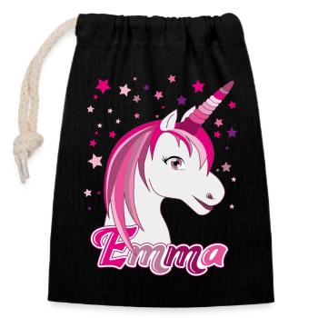 Emma, maiden name, favorite name - Closable cotton gift bag (14x20cm) - black - Front