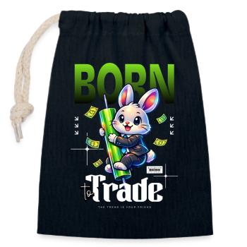 Born to Trade Rabbit Trading - Closable cotton gift bag (14x20cm) - navy - Front