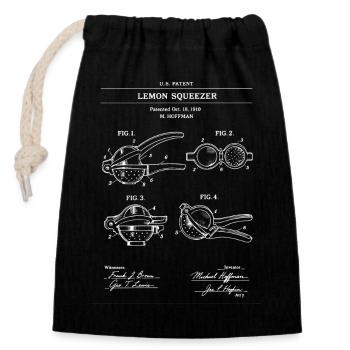 Lemon Squeezer Patent Line Art - Closable cotton gift bag (14x20cm) - black - Front