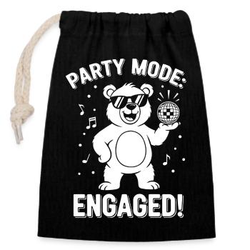 Party Mode Bear: Engaged! - Closable cotton gift bag (14x20cm) - black - Front