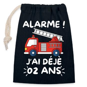 Alarm, ich bin schon 2 Jahre alt, Feuerwehrmanns Geburtstag - Verschließbarer Geschenkbeutel aus Baumwolle (14x20cm) - Navy - Vorne