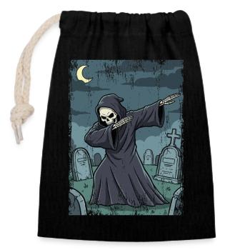 Grim Reaper im nächtlichen Friedhof - Verschließbarer Geschenkbeutel aus Baumwolle (14x20cm) - Schwarz - Vorne