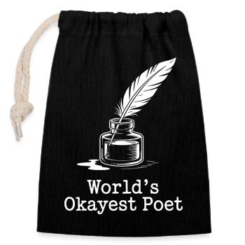 World's Okayest Poet Ink Sketch - Closable cotton gift bag (14x20cm) - black - Front