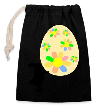 Osterhase Hase Ostergeschenke Ostereier - Verschließbarer Geschenkbeutel aus Baumwolle (14x20cm) - Schwarz - Vorne