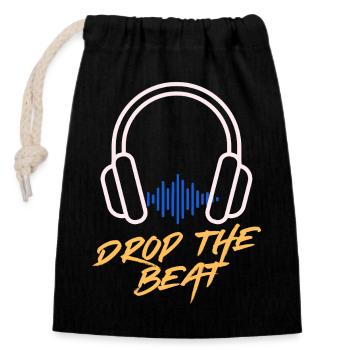 Waveform Drop the Beat Kopfhörer - Verschließbarer Geschenkbeutel aus Baumwolle (14x20cm) - Schwarz - Vorne