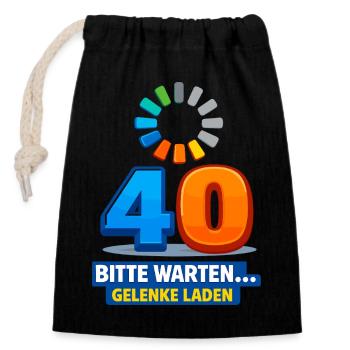 40 Jahre: Gelenke laden - Verschließbarer Geschenkbeutel aus Baumwolle (14x20cm) - Schwarz - Vorne