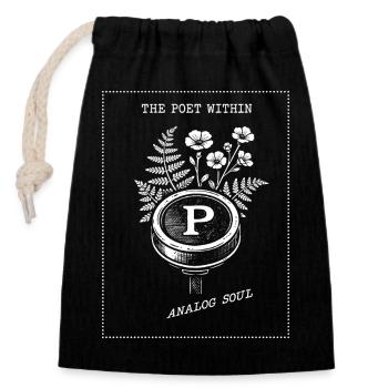 The Poet In You. Analog Soul - Closable cotton gift bag (14x20cm) - black - Front