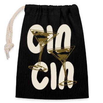 Gin Gin Martini Cocktail Funny Nightlife Graphic - Closable cotton gift bag (14x20cm) - black - Front