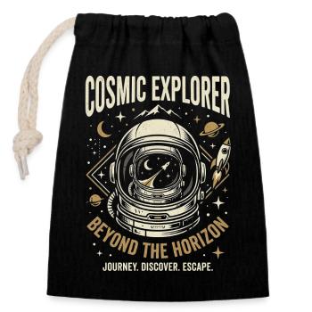 Explorateur Cosmique - Sac cadeau en coton avec cordon (14 x 20 cm) - noir - Devant