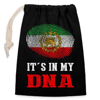 DNA Iran Flagge - Verschließbarer Geschenkbeutel aus Baumwolle (14x20cm) - Schwarz - Vorne