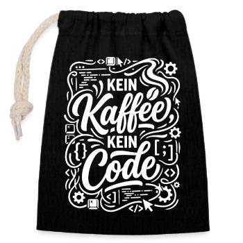 Kein Kaffee kein Code Informatiker - Verschließbarer Geschenkbeutel aus Baumwolle (14x20cm) - Schwarz - Vorne