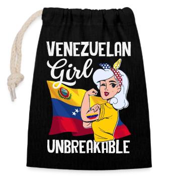 Drapeau du Venezuela Fierté & Maison Venezuela - Sac cadeau en coton avec cordon (14 x 20 cm) - noir - Devant