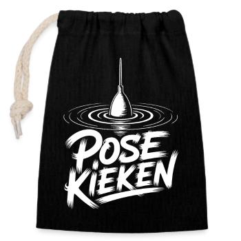 Angler Pose Design - Closable cotton gift bag (14x20cm) - black - Front