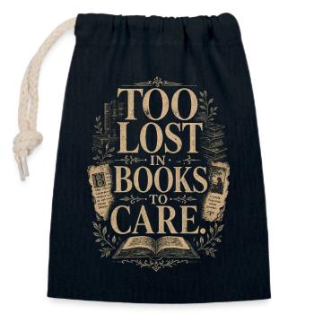 Dark Academia Book Love Vintage Reader - Sac cadeau en coton avec cordon (14 x 20 cm) - bleu marine - Devant