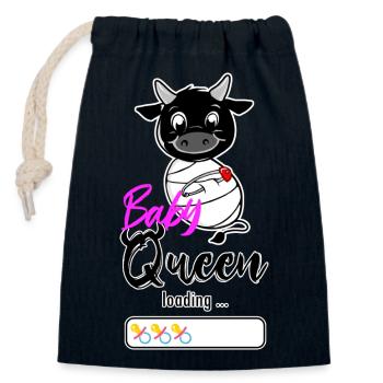 Vache d'herens, eringer, baby queen loading... - Sac cadeau en coton avec cordon (14 x 20 cm) - bleu marine - Devant