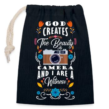 Photographe photographe Profession - Sac cadeau en coton avec cordon (14 x 20 cm) - bleu marine - Devant
