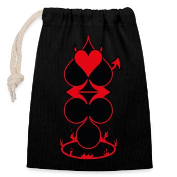 Poker Teufel - Verschließbarer Geschenkbeutel aus Baumwolle (14x20cm) - Schwarz - Vorne