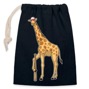 Batte de baseball girafe - Sac cadeau en coton avec cordon (14 x 20 cm) - bleu marine - Devant