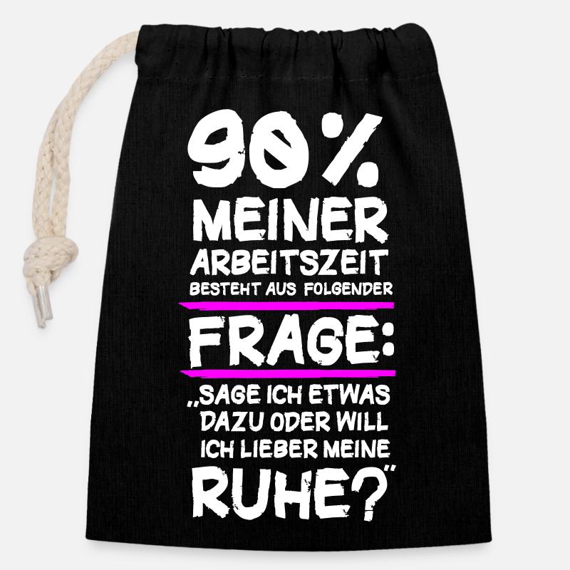 90 Prozent meiner Arbeitszeit besteht aus... - Verschließbarer Geschenkbeutel aus Baumwolle (14x20cm) - Schwarz