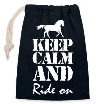 J’aime mon cheval Sport équestre Amour du cheval - Sac cadeau en coton avec cordon (14 x 20 cm) - bleu marine - Devant