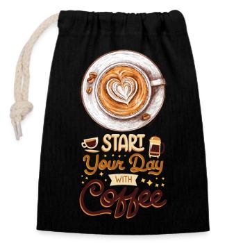 Coffee Coffee Lover Coffee Mug Barista Vintage - Closable cotton gift bag (14x20cm) - black - Front
