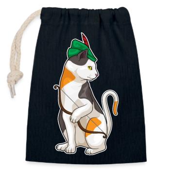Arc de chat Archer - Sac cadeau en coton avec cordon (14 x 20 cm) - bleu marine - Devant